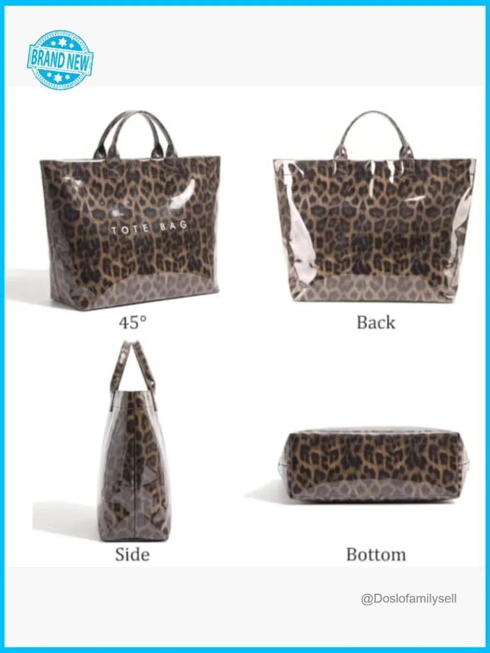 Large PVC Tote Bag Kraft Paper Print Hobo Handbag Work Beach Travel